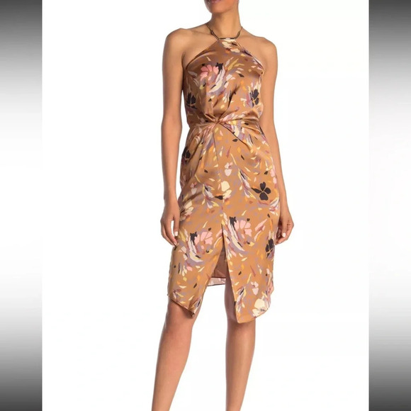 Reiss Paola Floral Printed Halter Neck Cocktail Dress - Picture 2 of 12